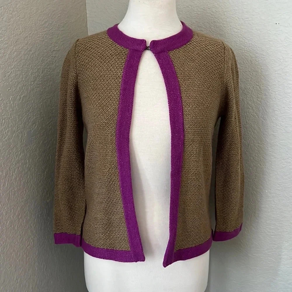 MERONA tan + berry cardigan